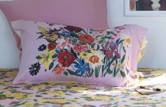 Rainbow Floral Pink Pillowcase Set