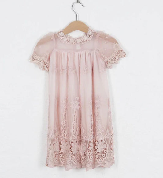 Little Cherub Pink Lace Dress