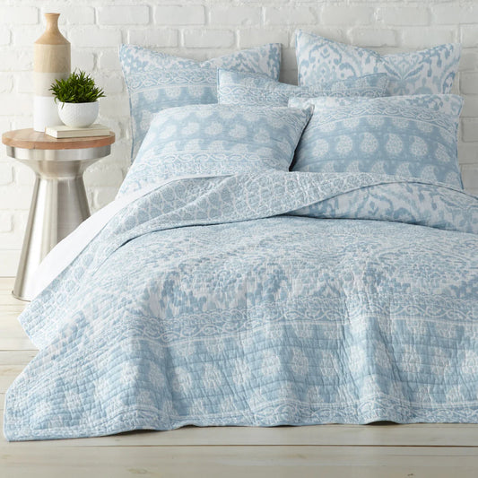 Soft Blue and White Yarra Quilt and Pillowcase Set