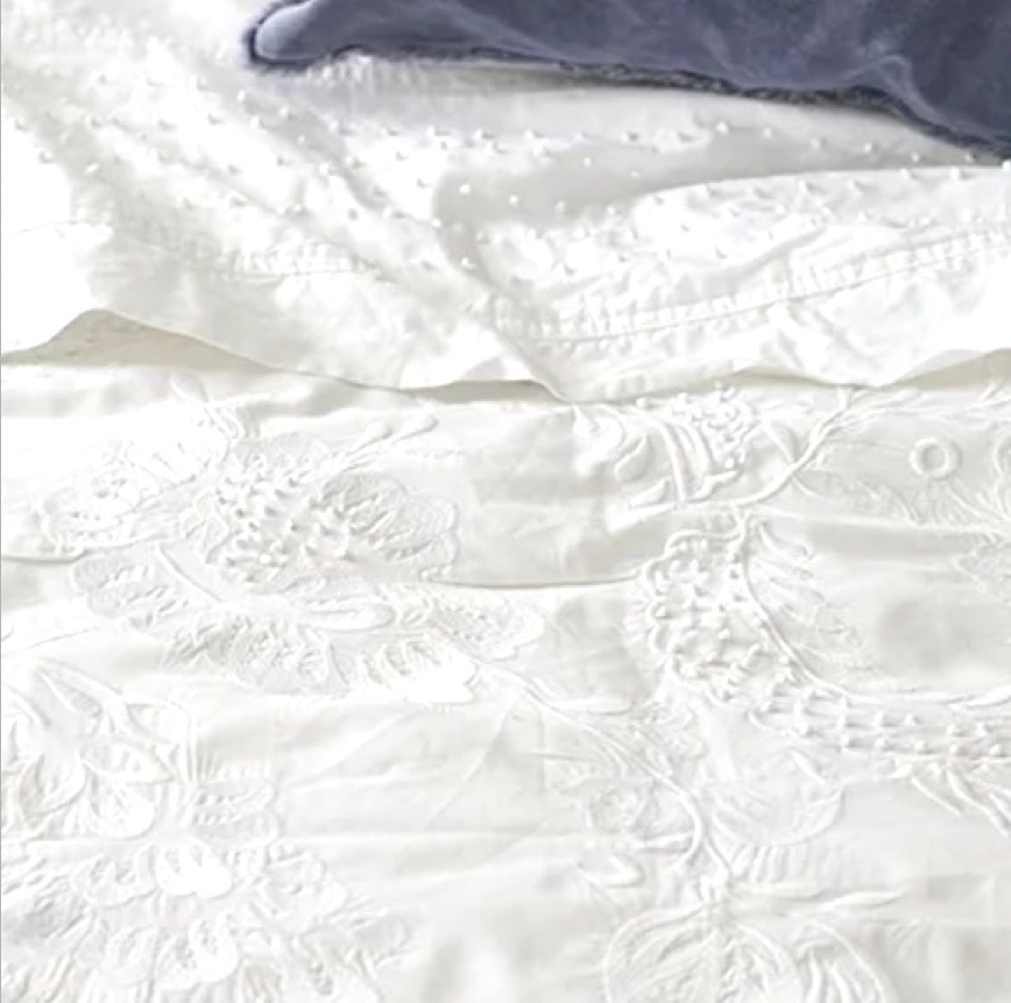 Embelli White Embellished King size Quilt Cover