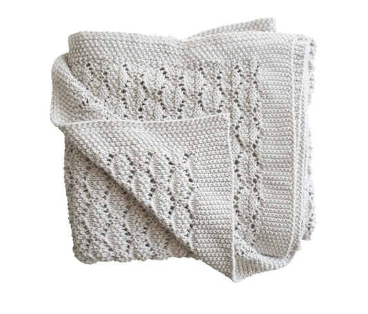 Baby Blanket Heritage Knit available in  "Cloud Grey"